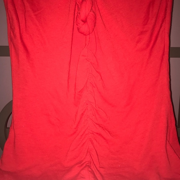 Bright red knotted detail cap sleeve blouse - Picture 4 of 5